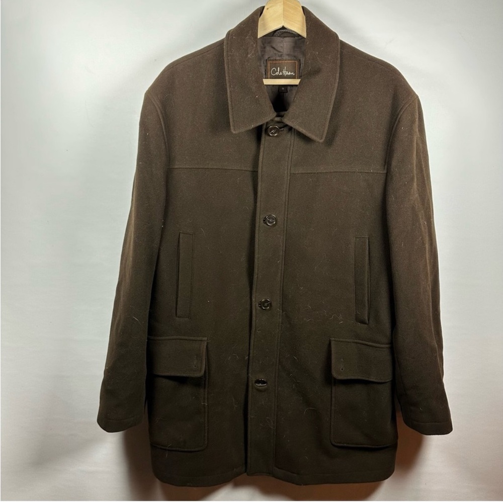 Cole Haan Wool Top (Pea) Coat Brown Size Medium